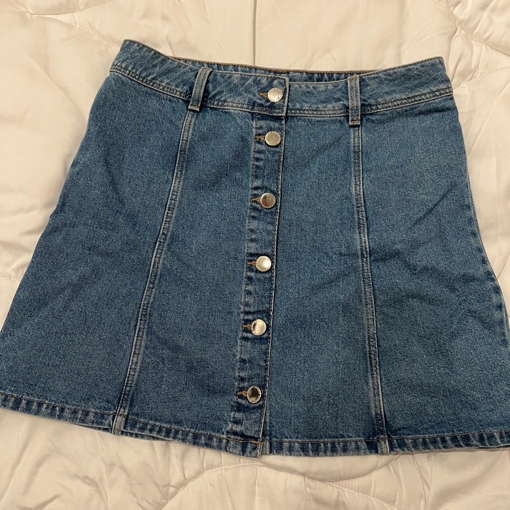 H&M Blue Denim Mini Skirt with Button Detail